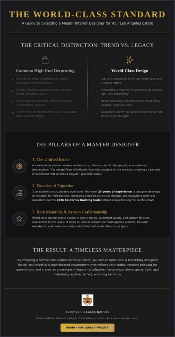 Choosing a World-Class Interior Designer in Los Angeles: The 2026 Definitive Buying Guide
